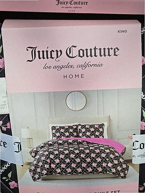 JUICY COUTURE 3 Piece Quilt Flower Set - King Size BRAND NEW CONDITION