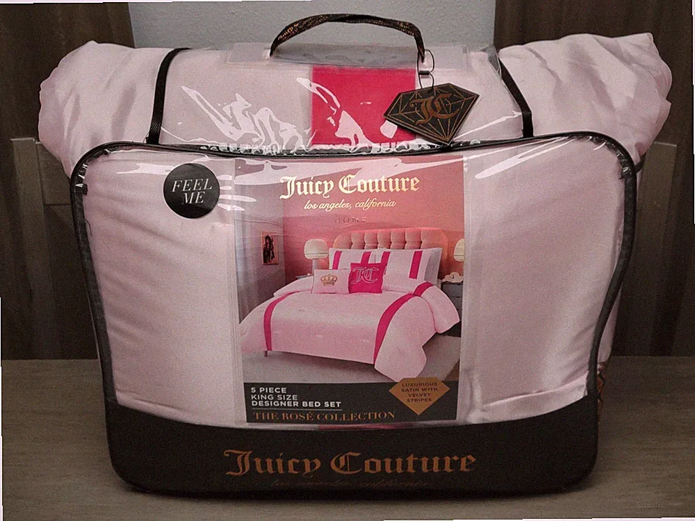 JUICY COUTURE 5 PIECE BED SET KING SIZE DESIGNER THE ROSE COLLECTION RARE NEW