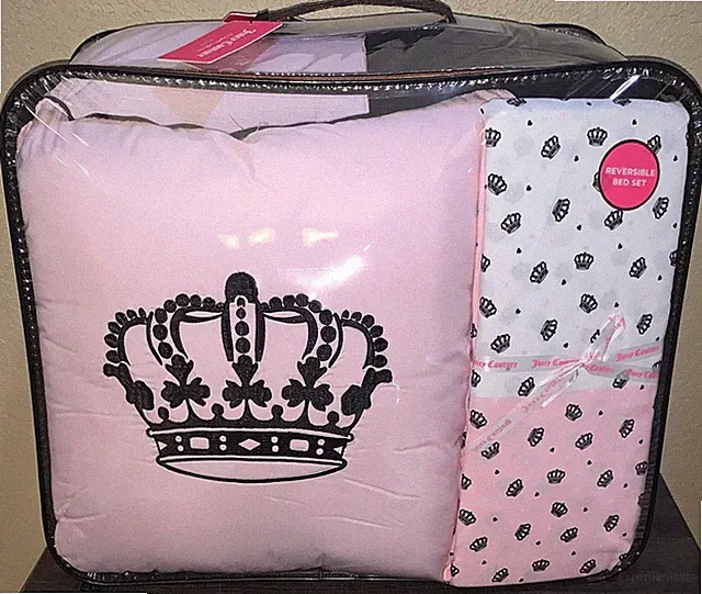 Juicy Couture Black/Pink Reversible 8pc QUEEN Set Comforter,Shams,Sheets,Pillow