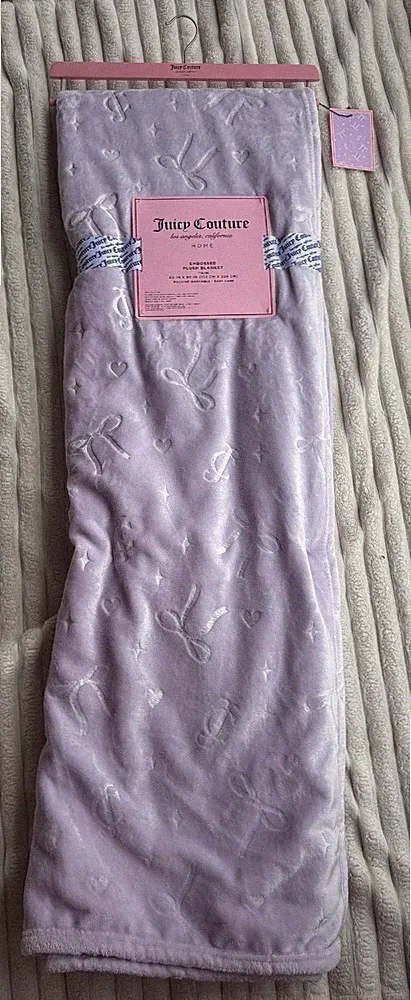 Juicy Couture Bow Purple Twin - 60" x 90" Plush Throw Blanket Limited Edition