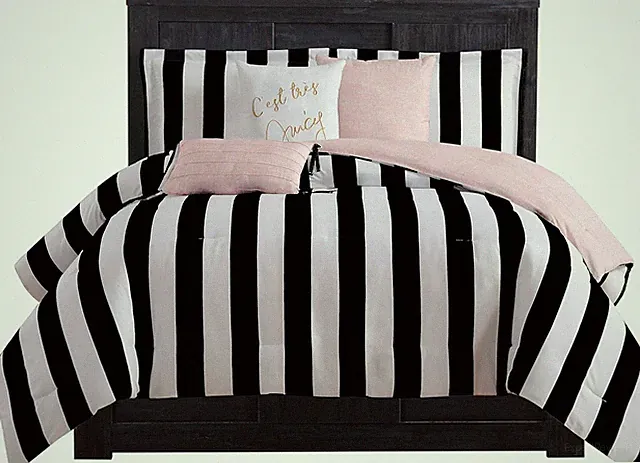 Juicy Couture JYZ010171 Cabana Stripe 6-Piece Reversible Set, King, Canaba Strip