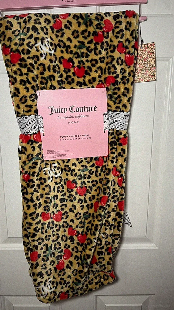 Juicy Couture Leopard Pink Cherry Blanket 60 x 70in new free shipping fast ship