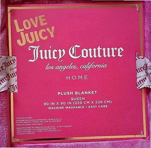 Juicy Couture Luxurious, Hot Pink, Silky Soft QUEEN Blanket, 90 X 90, Polyester