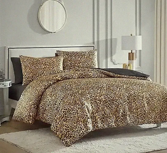 Juicy Couture Monica Leopard Reversible Duvet Set Sz Queen