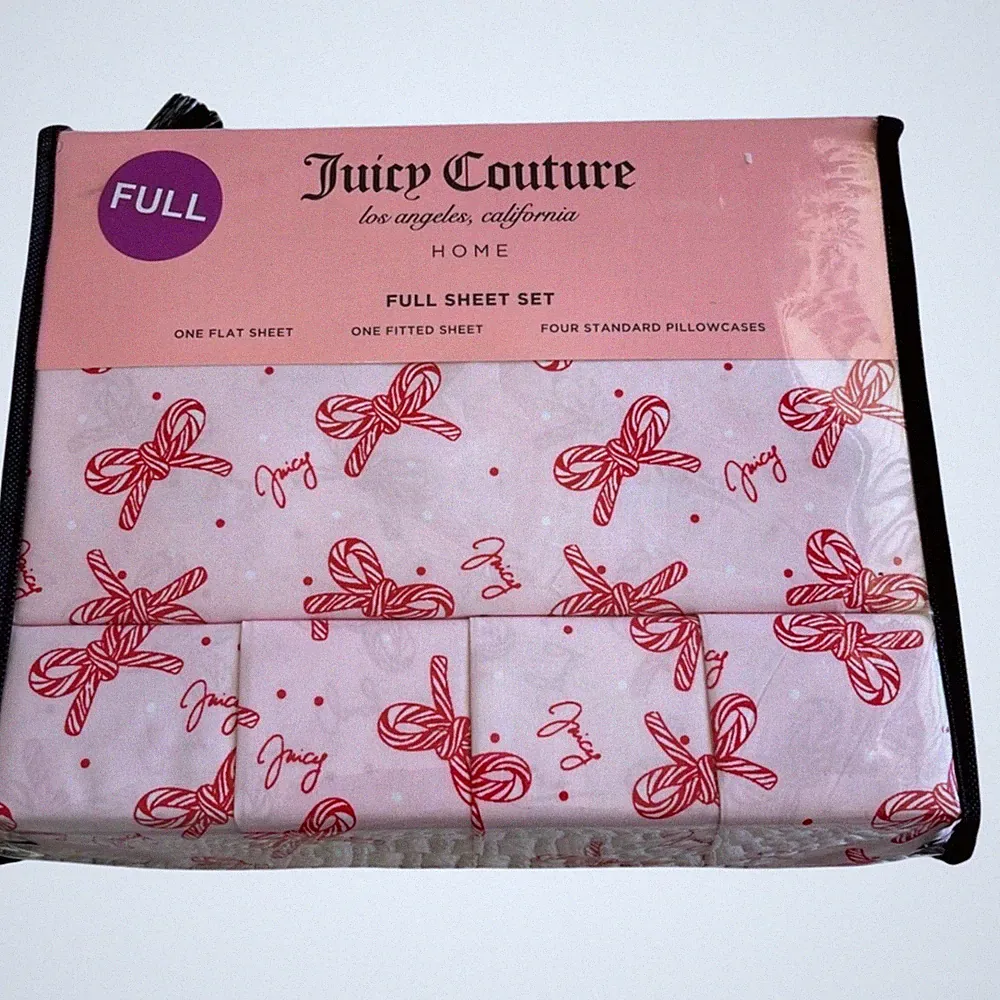 Juicy Couture Pink Bow Full Sheet Set 6 Pieces