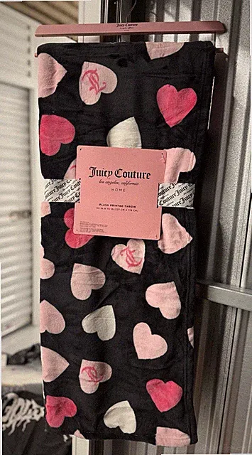 Juicy Couture Pink Hearts Throw Blanket