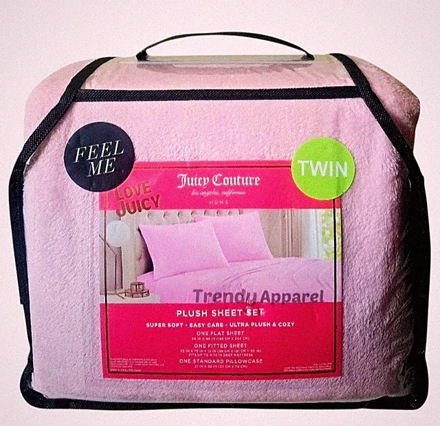 Juicy Couture Pink, Super Soft, Ultra Plush TWIN Sheet Set, 3 Piece