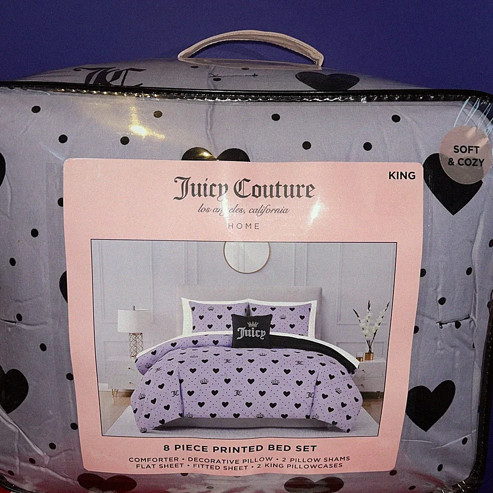 Juicy Couture Purple Hearts And JC Logo 8 Piece Bed Set NWT
