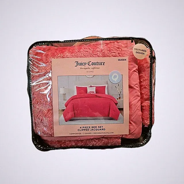 JUICY COUTURE queen bed set Clipped Jacquard USED MISSING PILLOW 2 SHAMS INC