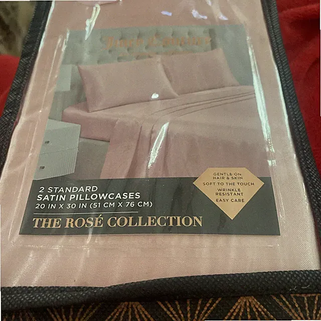 JUICY COUTURE Set of 2 Satin Pillowcases Rosé Collection PINK BLUSH NEW