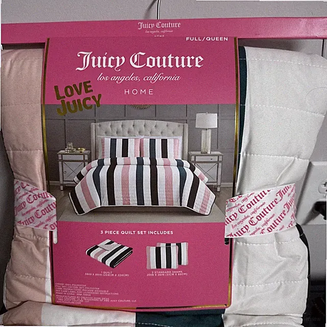 Juicy Couture Striped 3-Piece Quilt Set - Full/Queen