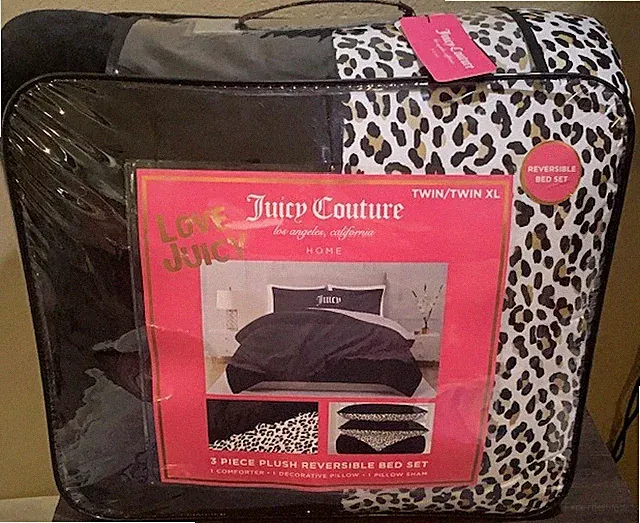 Juicy Couture TWIN/TWIN XL Reversible 3p Comforter Set Plush Black/Leopard Print
