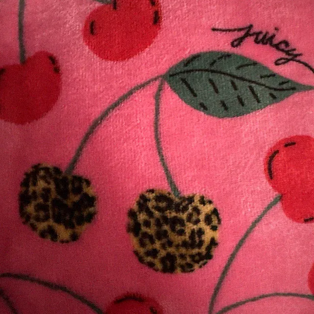 NEW NWT Juicy Couture Cherry Leopard Print Cherries Throw Blanket 60x70 Pink
