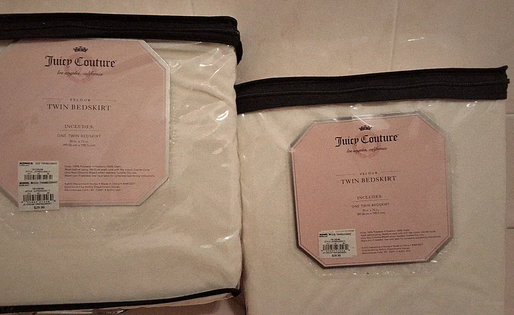NIP Lot Of 2 Juicy Couture Velour Twin Bedskirt